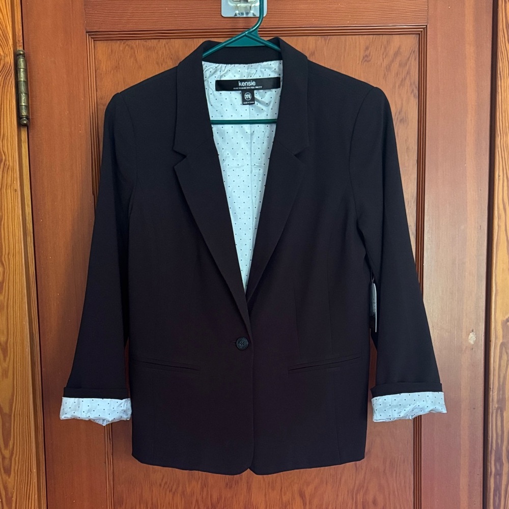 Kensie Black Blazer with Polka Dot Lining
